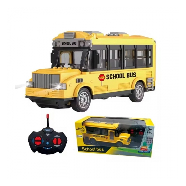 Masinuta de jucarie Autobuz scoalar cu telecomanda 22x10.5x7.5cm galben 838-C1 CWT