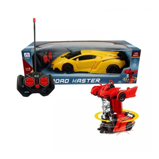 Masinuta-robot cu telecomanda pentru copii 40Hz 24x11x7cm rosu/galben 338-26 CWT