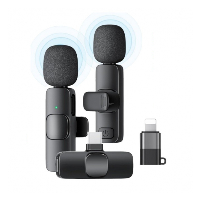 Microfon Dublu Wireless K9 Prof de Lavariera Tip C iPhone 2H039 XXM