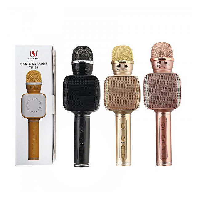 Microfon Wireless Karaoke Iluminat cu Bluetooth, USB, SD si AUX YS68