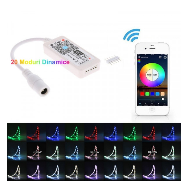 Mini Controler Smart Banda RGBW LED cu Wifi 5-24V RGB-W 18A098 XXM