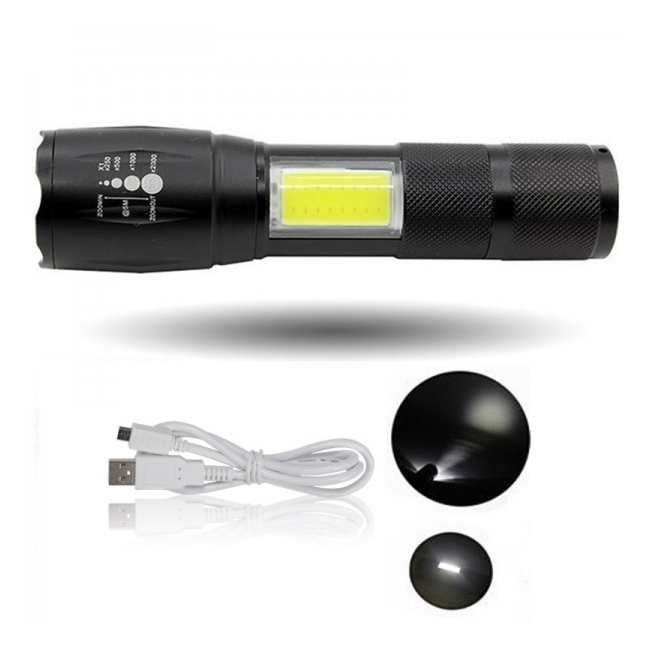 Mini Lanterna LED 1W+1W COB LED cu Zoom si Incarcare USB MHT629
