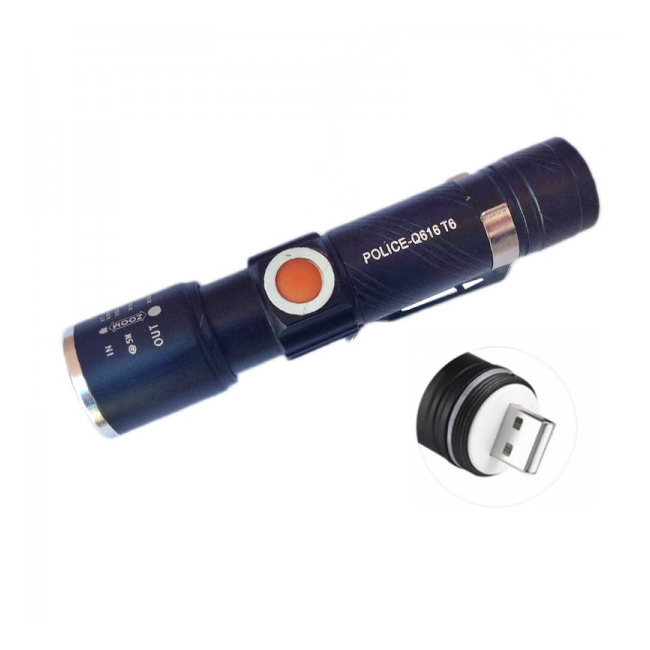 Mini Lanterna LED 3W Compacta, Zoom si Incarcare Directa USB Q616T6