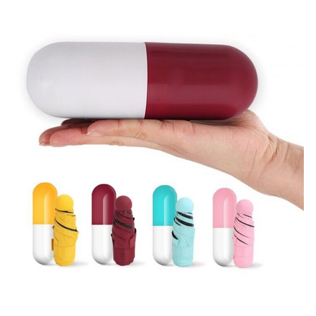 Mini Umbrela Pill 18cm cu Protectie UV si Prindere Carucior Copii H53cm