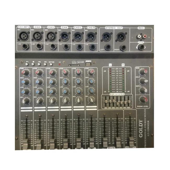 Mixer Audio 250W 6 Canale 4Ohm USB Efecte, Goldy GT3290MXR
