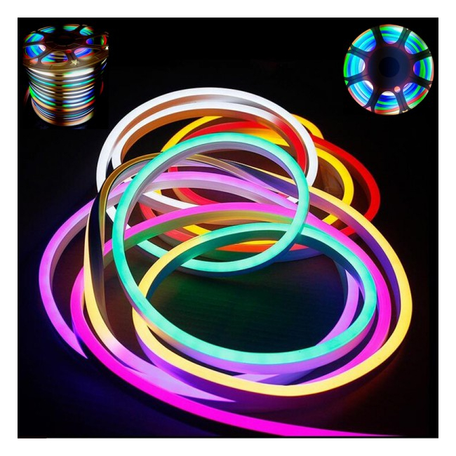 Neon Flex Furtun Luminos Multicolor cu Controller Jocuri 2Fete 1.5cm 100m