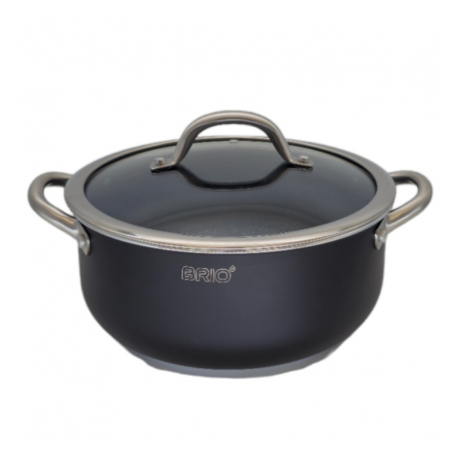 Oala 5 straturi cu Capac Sticla Brio Metallica 24cm 4.8L 104818 CNN43151