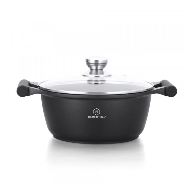 Oala Aluminiu Marmorata cu Capac 26cm 4.8L Herenthal HT-CG S26M