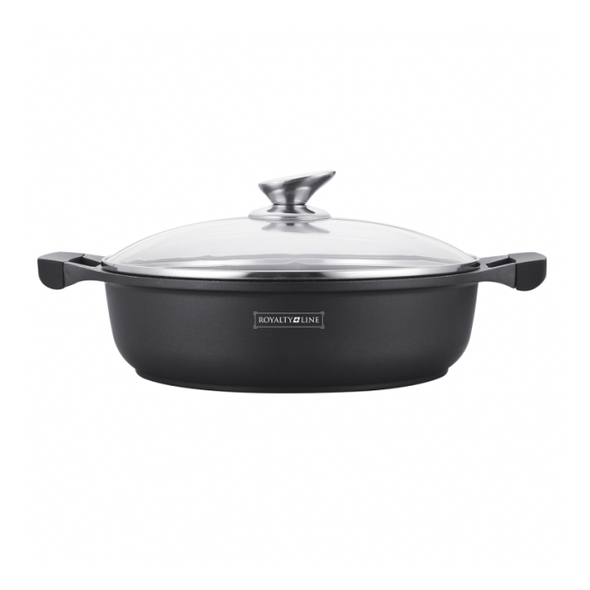 Oala Aluminiu Marmorata cu Capac 28cm 4L Royalty Line RL-BR28M