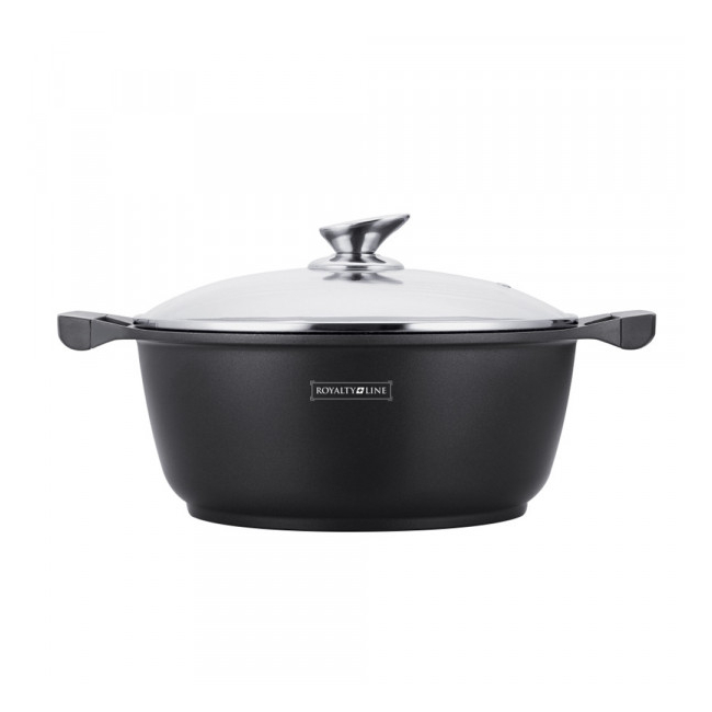 Oala Aluminiu Marmorata cu Capac 28cm 5.7L Royalty Line RL-BS28ML