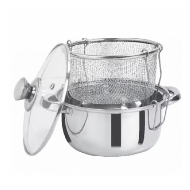 Oala din inox 6.5L cu capac si friteuza Cheffinger CF-SS04