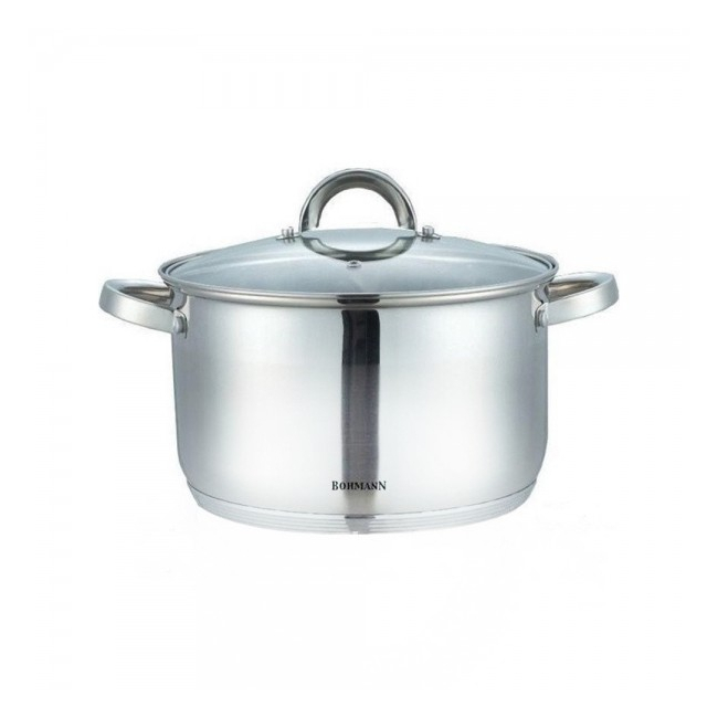 Oala Inox cu Capac Sticla si Manere 9L 28cm Bohmann BH1428