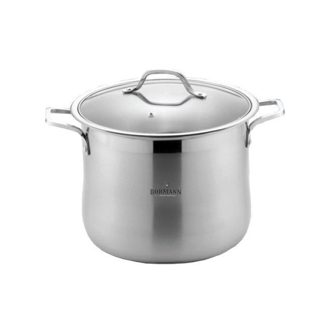 Oala Inox cu Manere si Capac de Sticla 11.1L 26cm Bohmann BH2621