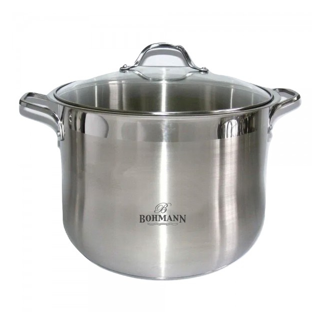 Oala Inox cu Manere si Capac de Sticla 14.2L 28cm Bohmann BH2823