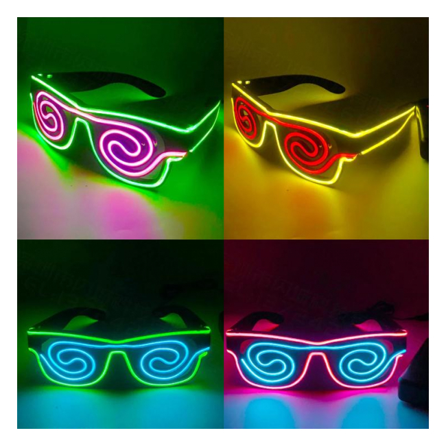 Ochelari de Party si Festivaluri Spiral LED pe Baterii, Diverse Culori