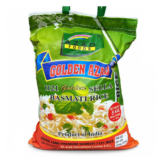 Orez Basmati 1121 Sella cu Bobul Extra Lung Golden Azad 5kg DDD