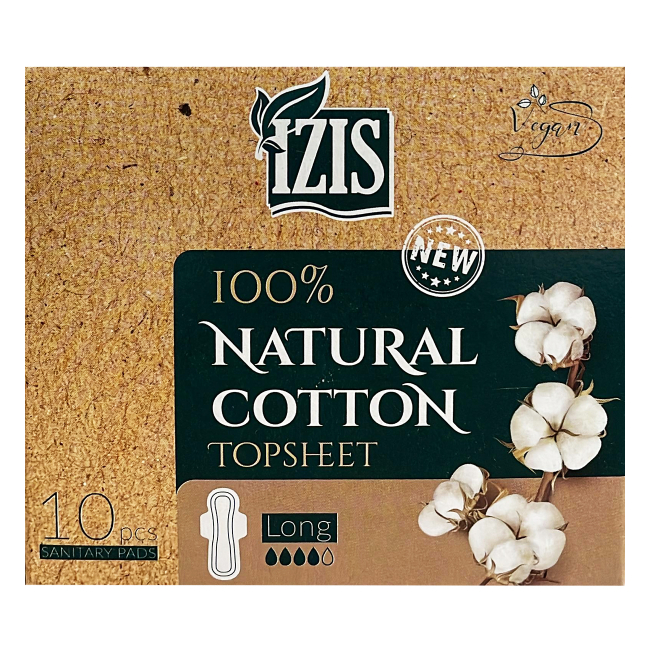 Pachet 10 Absorbante Cotton Invelis Bumbac Natural Izis Long CNN51236