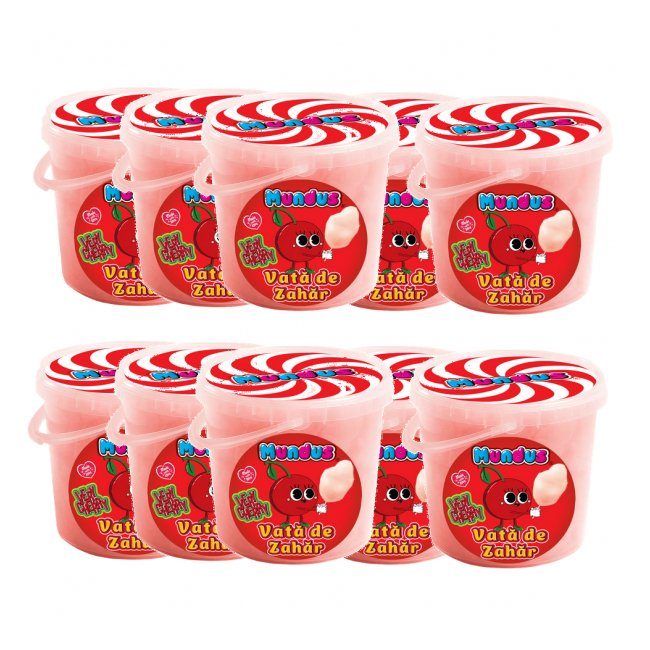 Pachet 10 Galetuse Vata de Zahar Mundus Very Cherry 10x50g 10xMGR