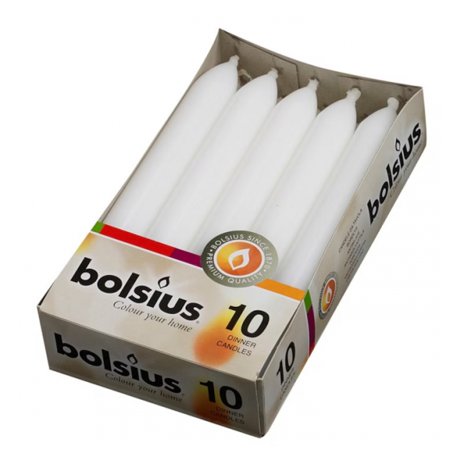 Pachet 10 Lumanari Cilindrice Bolsius Alb CIB10-202 DNC43704