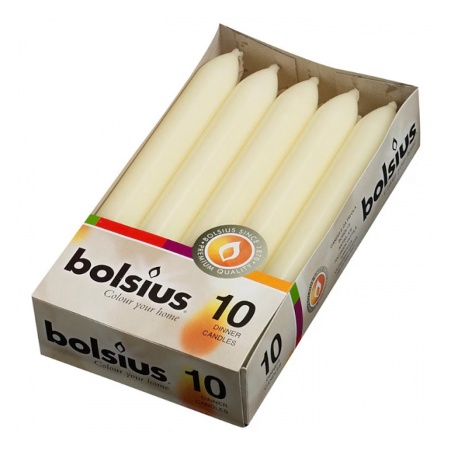 Pachet 10 Lumanari Cilindrice Bolsius Crem CIB10-205 DNC40859