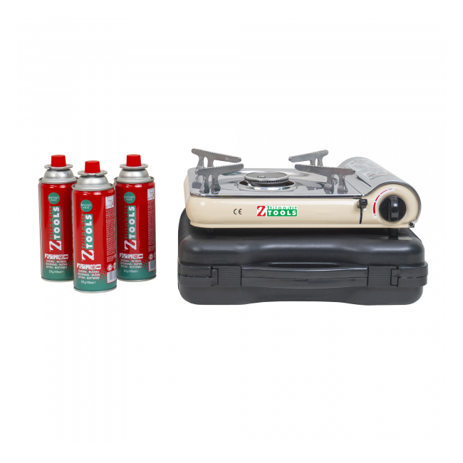 Pachet aragaz camping INOX 2.5kw + 3 butelii 410ml Zilan ZTS5621_1