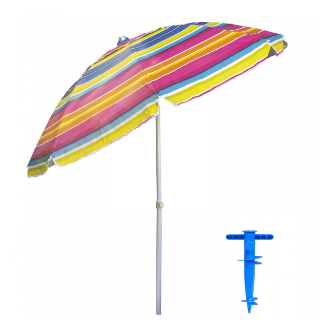 Pachet Umbrela protectie solara 2m + suport tip burghiu albastru Zilan ZTS8487_1