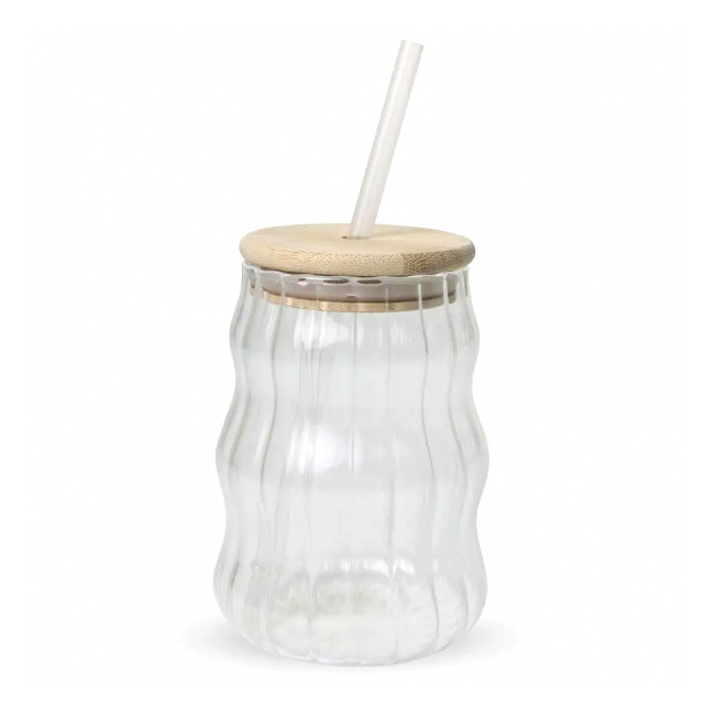 Pahar din Sticla Borosilicata Perete Dublu cu Pai 450ml Wei A16328 DNC67622