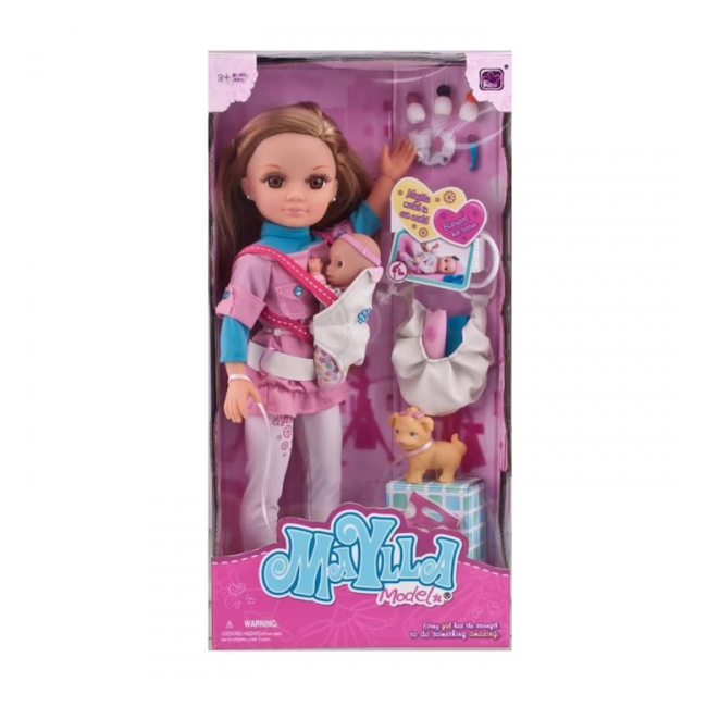 Papusa MAYLLA cu bebelus catelus si accesorii 45cm 88122 CWT