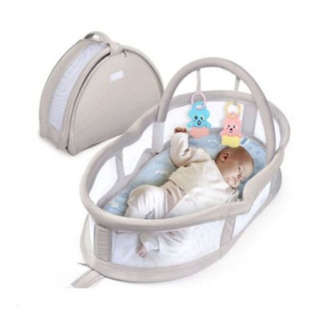 Patut bebe portabil 80cm cosulet Gri jucarii incluse 2018-10 CWT
