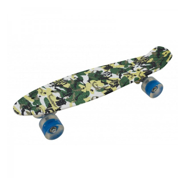 Penny Board cu Roti Silicon 55x15cm SB2406 JU Camuflaj Verde