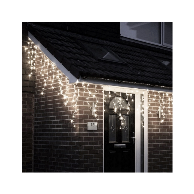 Perdea Franjuri Inegali Exterior 8x0.5m 160LED Alb Flash FA P 9107W P9122W