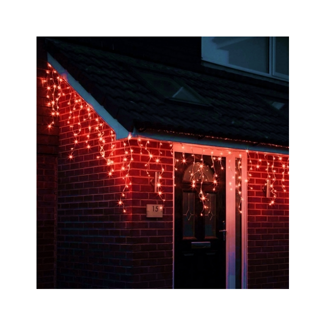 Perdea Franjuri Inegali Exterior 8x0.4x0.8m 242LED Rosii Flash FA P9122R CPLL