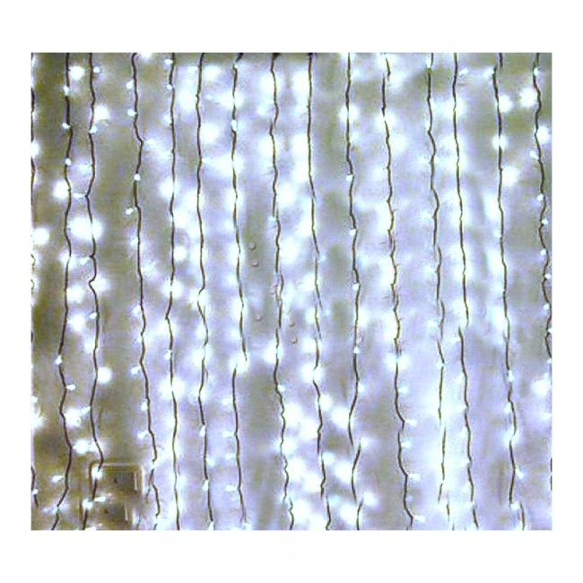 Perdea Luminoasa Craciun Exterior 2x1.5m 150LED Alb Rece Fir Negru TO