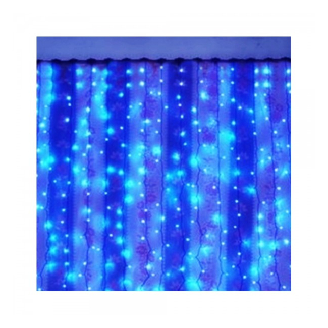 Perdea Luminoasa Craciun Exterior 2x1.5m 150LED Albastra Fir Negru TO