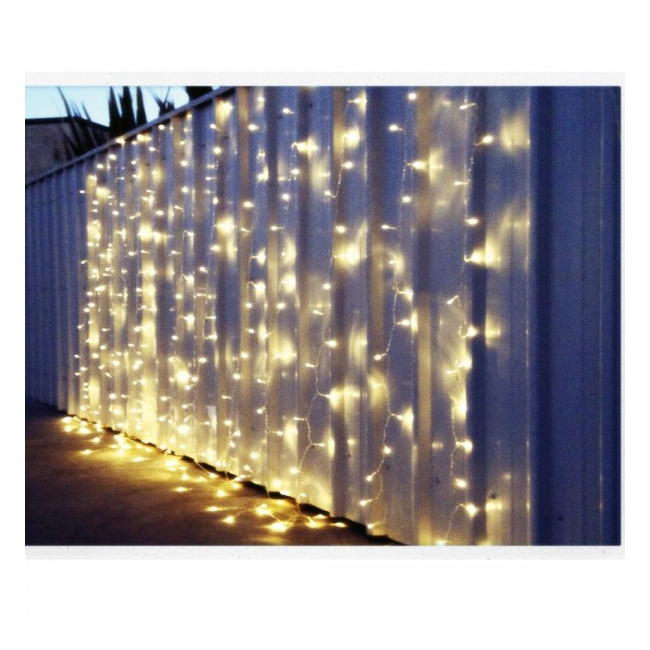 Perdea Luminoasa Craciun Exterior 3x1.2m 1400LED Alb Cald Fir Alb 9004