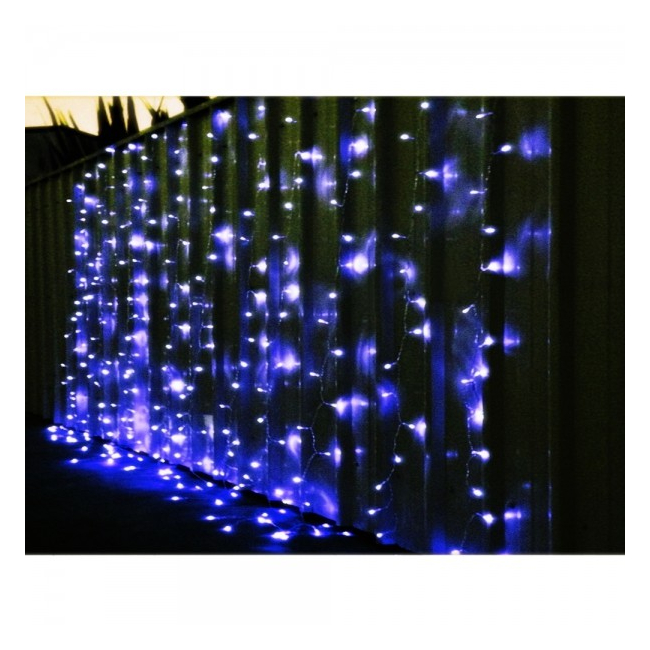 Perdea Luminoasa Craciun Exterior 3x1.2m 1400LED Albastra Fir Alb 9004