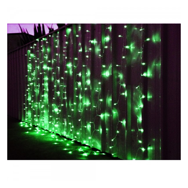 Perdea Luminoasa Craciun Exterior 3x1.2m 1400LED Verde Fir Alb 9004