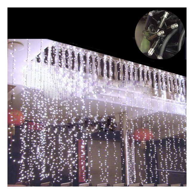 Perdea Luminoasa Craciun Exterior 8x2m 700LED Alb Rece FN