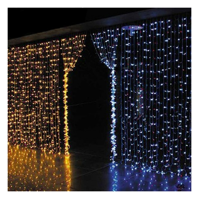 Perdea Luminoasa Exterior 2x2m 200LEDuri Alb Cald Fir Negru TO