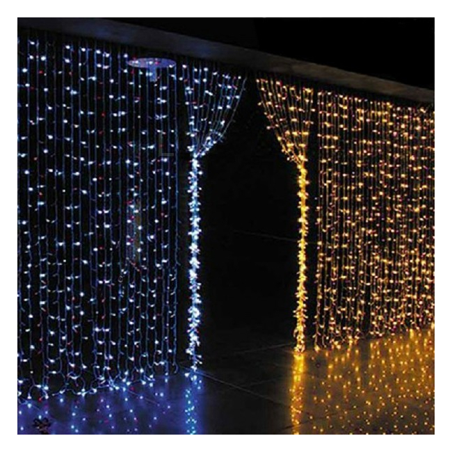 Perdea Luminoasa Exterior 2x2m 200LEDuri Alb Rece Fir Negru TO