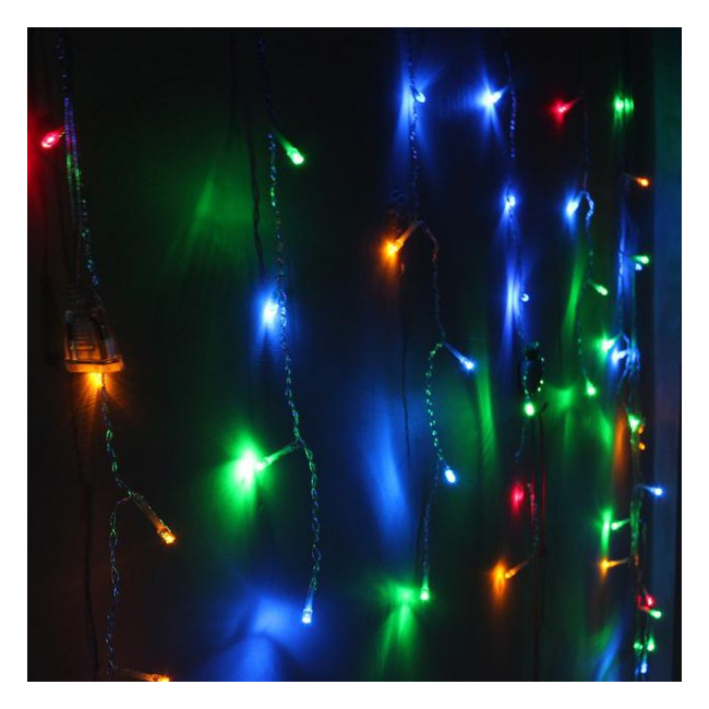 Perdea Luminoasa Exterior cu 288 LEDuri Multicolore 3x3m Fir Negru