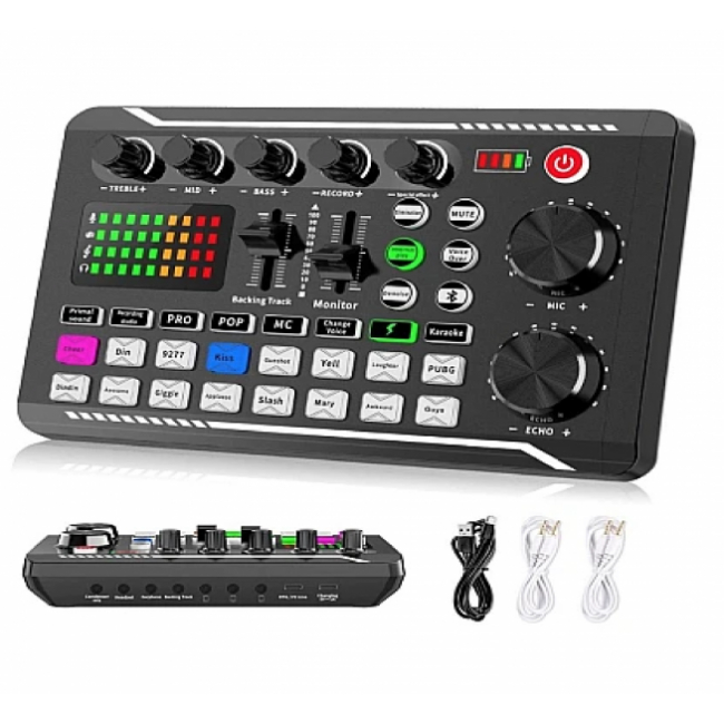 Placa de Sunet Live cu Mixer Audio Podcast si Schimbator de Voce Andowl QSK7