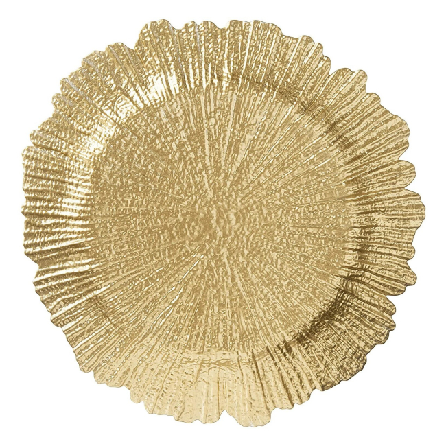 Platou Rotund Decorativ Auriu Plastic 33cm A-16020 WEI DNC66890