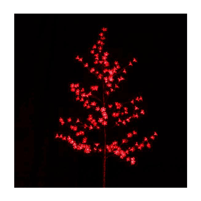 Pomisor de Craciun cu LEDuri Rosii Decorate Flori Cires 150cm 220V