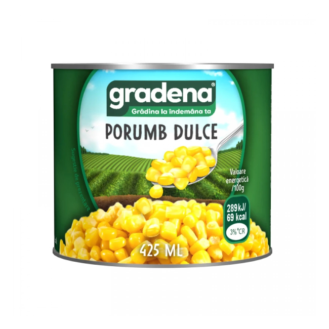Porumb Dulce Boabe Fara Conservanti, Fara Zahar, Doza cu Inel Gradena 425ml MGR