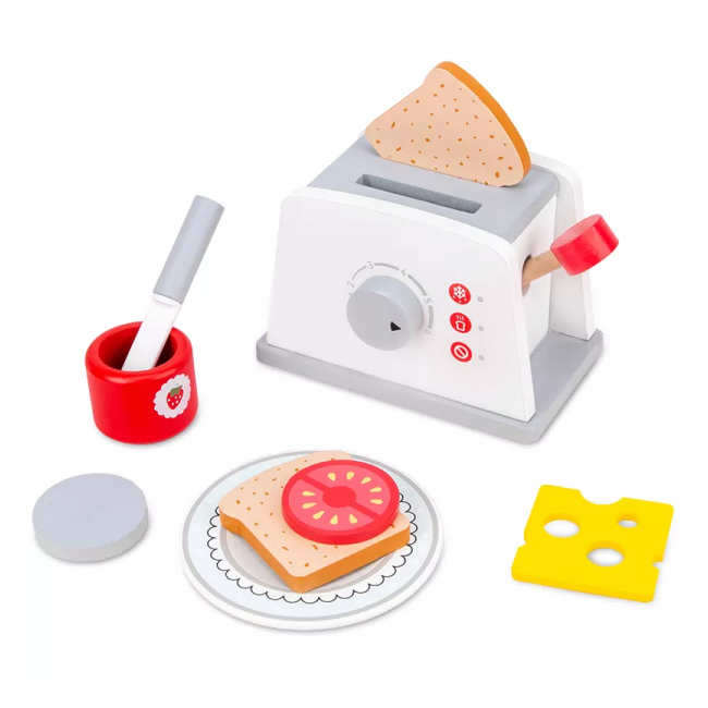 Prajitor de Paine Jucarie Toaster Lemn cu accesorii pentru copii AK2813 CWT