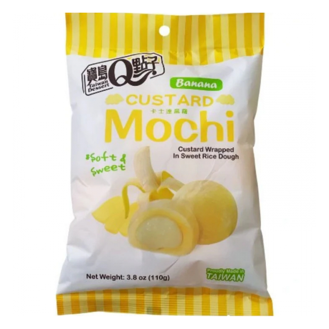 Prajituri Mochi QMOCHI aroma de crema custard si banana 110g Taiwan Dessert TD MLL