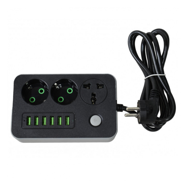 Prelungitor Cablu 2m cu Priza Schuko 6x USB 3.4Ah 250V  T22-1 DDY7533