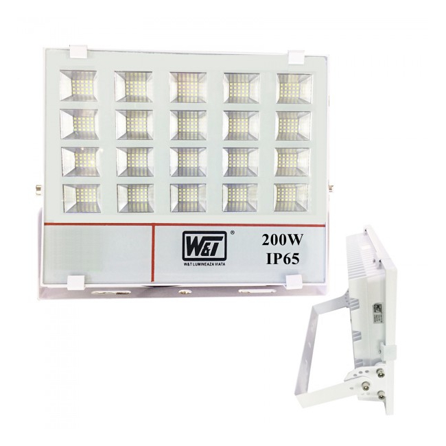 Proiector 400LED SMD T011 200W IP65 Alb Rece 220V WT