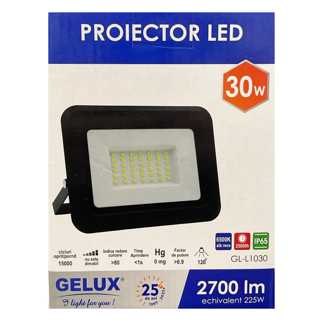 Proiector cu LED Gelux 30W 6500K 2700LM GL-L1030 CNN51345